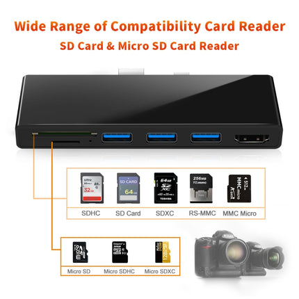 ROCKETEK SK-S5H 3 x USB 3.0 + HDMI + SD / TF Memory Card Reader HUB 4K HDMI Adapter, SK-S5H