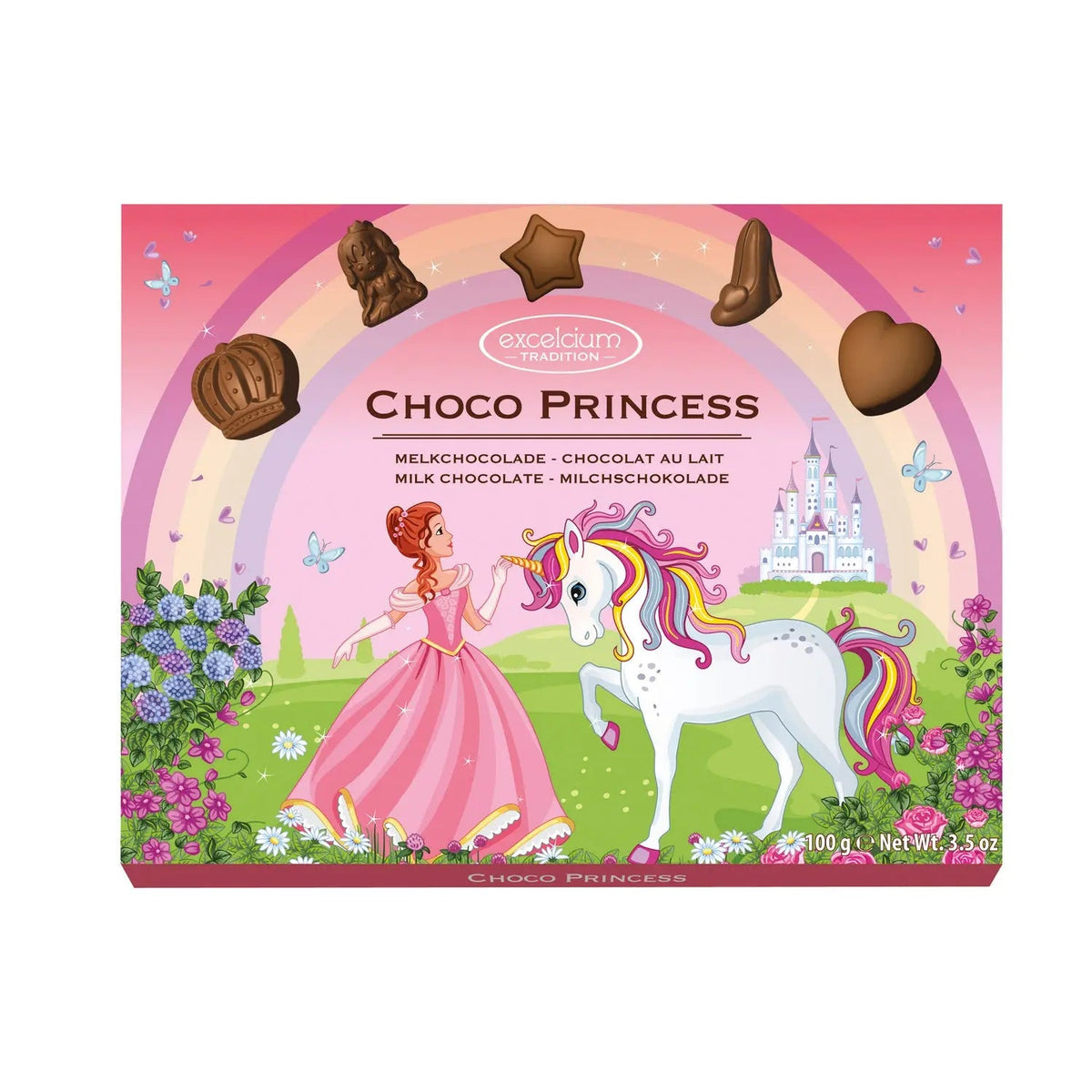 Excelcium solid milk chocolate Princess pieces in carton