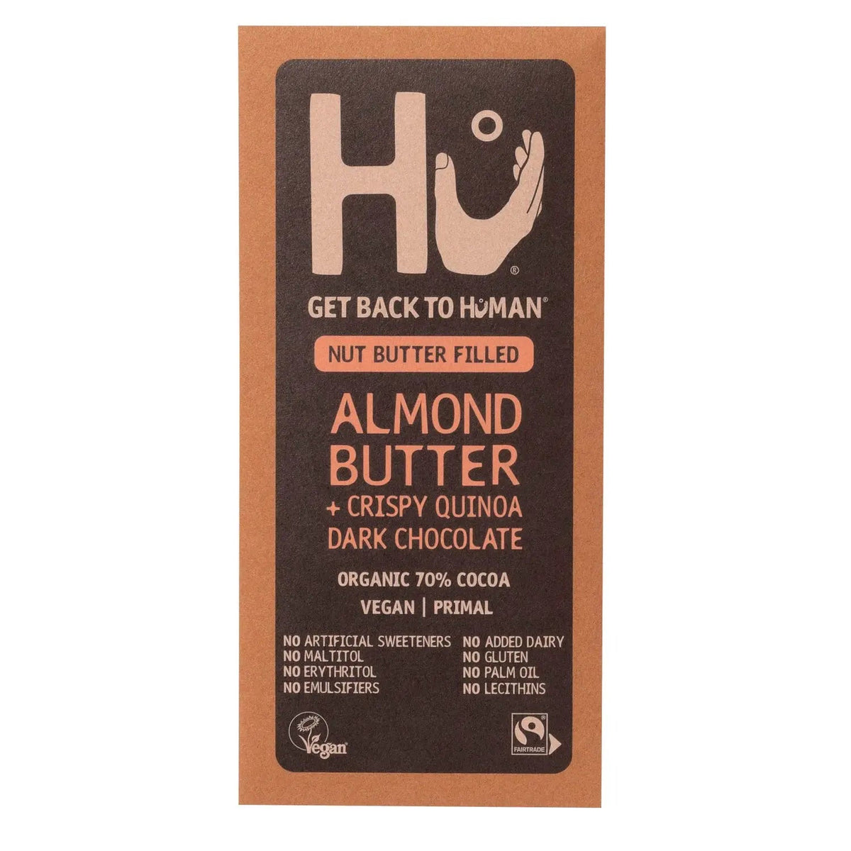 Hu Almond Butter and Crispy Quinoa Dark 70% cocoa chocolate bar
