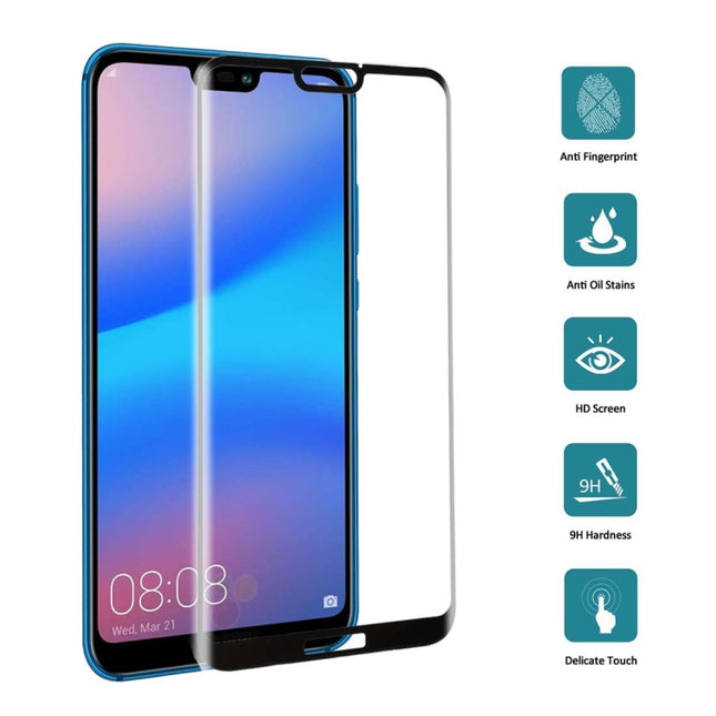 For Huawei P20 Lite 0.3mm 9H Surface Hardness 3D Full Screen Tempered Glass Film, For P20 Lite