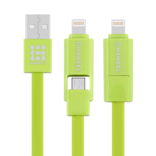 HAWEEL 1m 2 in 1 Micro USB & 8 Pin to USB Data Sync Charge Cable, 2 in 1 Cable in two connectors
