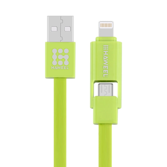 HAWEEL 1m 2 in 1 Micro USB & 8 Pin to USB Data Sync Charge Cable, 2 in 1 Cable in two connectors