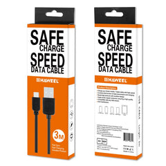 HAWEEL 3m High Speed Micro USB to USB Data Sync Charging Cable For Samsung, Xiaomi, Huawei, LG, HTC, The Devices with Micro USB Port