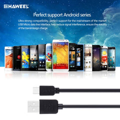 2 PCS HAWEEL 1m High Speed Micro USB to USB Data Sync Charging Cable  Kits For Galaxy, Huawei, Xiaomi, LG, HTC and other Smart Phones, 2pcs