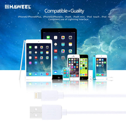 2 PCS HAWEEL 1m High Speed 8 pin to USB Sync and Charging Cable Kit for iPhone, iPad, 2pcs