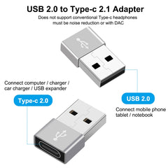 HAWEEL USB-C / Type-C Female to USB 2.0 Male Aluminum Alloy Adapter, Support Charging & Transmission Data, Type-C Adapter