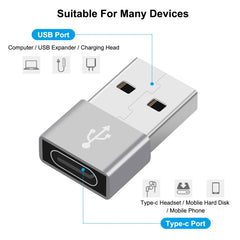 HAWEEL USB-C / Type-C Female to USB 2.0 Male Aluminum Alloy Adapter, Support Charging & Transmission Data, Type-C Adapter