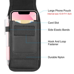 HAWEEL 4.7 inch Nylon Cloth Phone Belt Clip Carrying Pouch with Card Slot, Vertical 4.7 inch