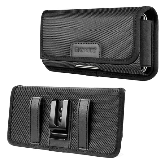 HAWEEL 6.1-6.8 inch Nylon Cloth Phone Belt Clip Horizontal Carrying Pouch with Card Slot, Horizontal 6.1-6.8 inch