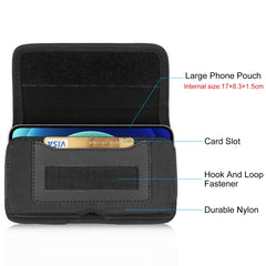 HAWEEL 6.1-6.8 inch Nylon Cloth Phone Belt Clip Horizontal Carrying Pouch with Card Slot, Horizontal 6.1-6.8 inch