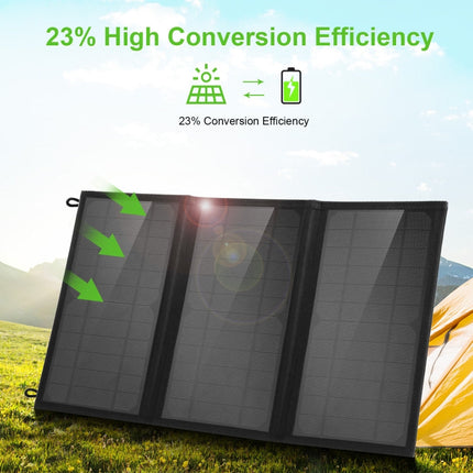 HAWEEL 18W 3 Panels Foldable Solar Panel Charger Bag with 5V / 3.1A Max Dual USB Ports, Support QC3.0 and AFC, 18W 3 Panels