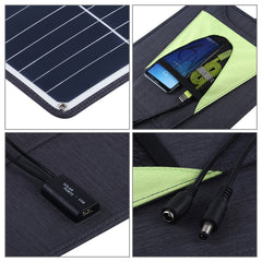 HAWEEL Portable 20W Monocrystalline Silicon Solar Power Panel Charger, with USB Port & Holder & Tiger Clip, Support QC3.0 and AFC