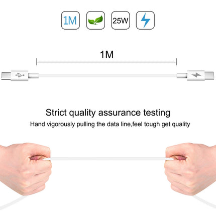 HAWEEL 25W 3A Type-C / USB-C to Type-C / USB-C PD Fast Charging Data Cable, Length: 1m, Type-C to Type-C 1m White