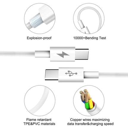 HAWEEL 25W 3A Type-C / USB-C to Type-C / USB-C PD Fast Charging Data Cable, Length: 1m, Type-C to Type-C 1m White