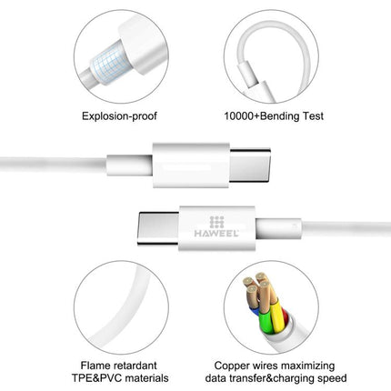 HAWEEL 100W USB-C / Type-C to USB-C / Type-C Fast Charging Data Cable, Length: 1.52m, Type-C to Type-C 1.52m