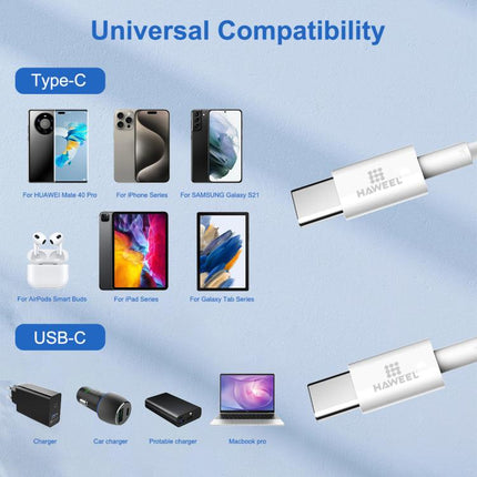 HAWEEL 100W USB-C / Type-C to USB-C / Type-C Fast Charging Data Cable, Length: 1.52m, Type-C to Type-C 1.52m