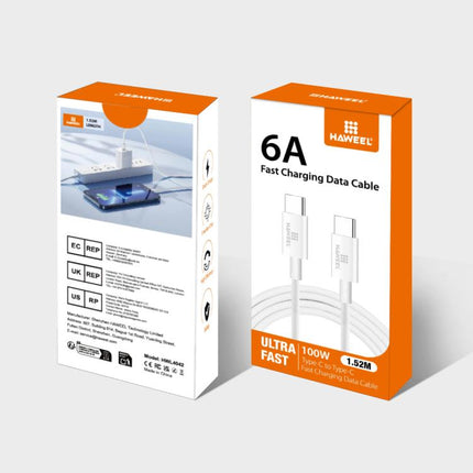 HAWEEL 100W USB-C / Type-C to USB-C / Type-C Fast Charging Data Cable, Length: 1.52m, Type-C to Type-C 1.52m