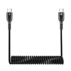 HAWEEL 1m 5A USB-C / Type-C to USB-C / Type-C Retractable Coiled PD Fast Charging Cable, 1m 5A Type-C