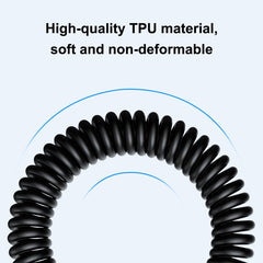 HAWEEL 1.5m 5A USB-C / Type-C to USB-C / Type-C Retractable Coiled PD Fast Charging Cable, 1.5m 5A Type-C