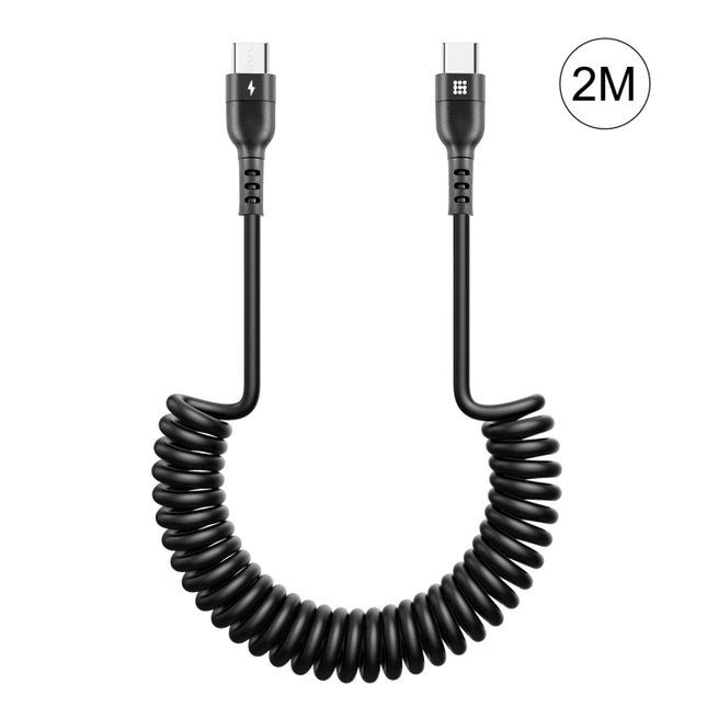 HAWEEL 2m 5A USB-C / Type-C to USB-C / Type-C Retractable Coiled PD Fast Charging Cable, 2m 5A Type-C