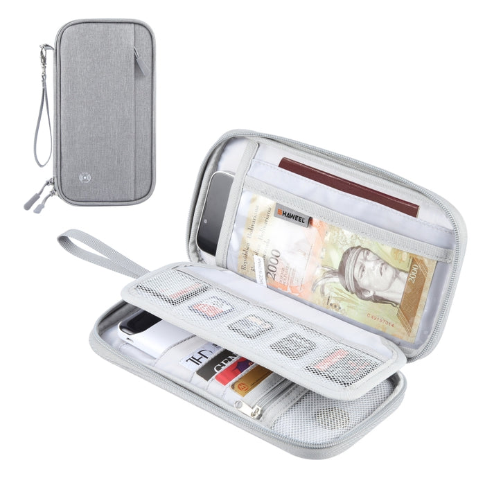 HAWEEL Clutch Bag Passport Wallet Document Organizer Credit Cards Case Bag (Grey)