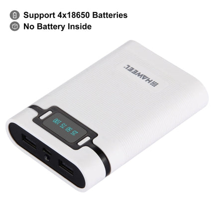 HAWEEL DIY 4 x 18650 Battery (Not Included) 10000mAh Power Bank Shell Box with 2 x USB Output & Display for iPhone, Galaxy, Sony, HTC, Google, Huawei, Xiaomi, Lenovo and other Smartphones