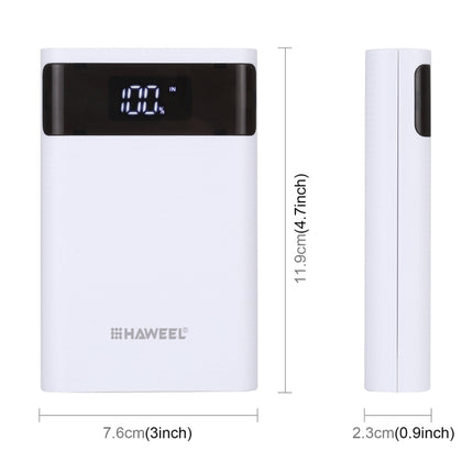 HAWEEL DIY 4x 18650 Battery (Not Included) 12000mAh Dual-way QC Charger Power Bank Shell Box with 2x USB Output & Display,  Support QC 2.0 / QC 3.0 / FCP / SFCP /  AFC / MTK / BC 1.2 / PD, DIY 4x 18650 Batteries 12000mAh