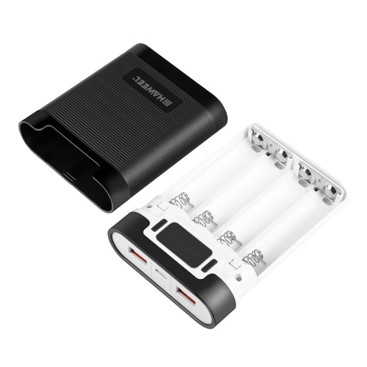 HAWEEL DIY 4x 18650 Battery (Not Included) 10000mAh Dual-way QC Charger Power Bank Shell Box with 2x USB Output & Display,  Support PD / QC / SCP / FCP / AFC / PPS / PE, DIY 4x 18650 Batteries 10000mAh QC