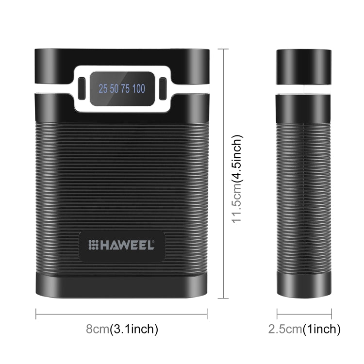 HAWEEL DIY 4x 18650 Battery (Not Included) 10000mAh Dual-way QC Charger Power Bank Shell Box with 2x USB Output & Display,  Support PD / QC / SCP / FCP / AFC / PPS / PE, DIY 4x 18650 Batteries 10000mAh QC