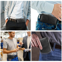 HAWEEL 6.1-6.8 inch Litchi Texture Genuine Leather Phone Belt Clip Horizontal Carrying Pouch, 6.1-6.8 inch