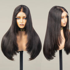 Free Shipping 250% Density Full End Thick Layered bob Wig 5x5 hd Lace Closure Cuticle Aligned Raw Virgin Human Hair Wig