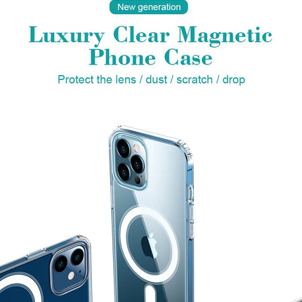 Hard Crystal Original Magnectic Case For iPhone 13 12 11 14 15 16Pro Max XSMAX XR SE 7 8Plus For Magsafe Wireless Charging Cover