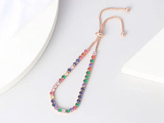Adjustable Multicolor Tennis Bracelets for Women Ladies Wedding Rainbow Colorful Zircon Charm Bracelet Hand Chain Jewelry DZH043