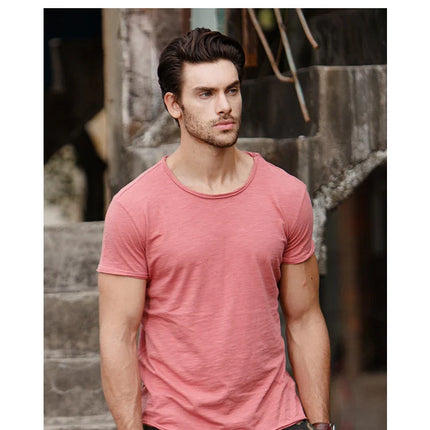 100% Cotton Men T-shirt Casual Soft Fitness Summer Thin T-shirts Men's Home Clothes O-Neck Short Sleeve Soild T Shirt for Men