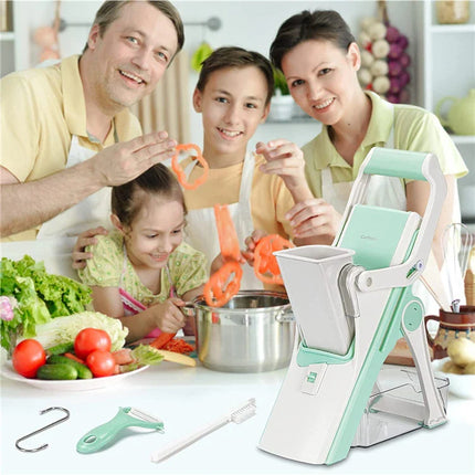 LMETJMA Adjustable Mandoline Slicer Stainless Steel Vegetable Slicer Julienne Safe Vegetable Dicer Onion Carrot Slicer KC0420
