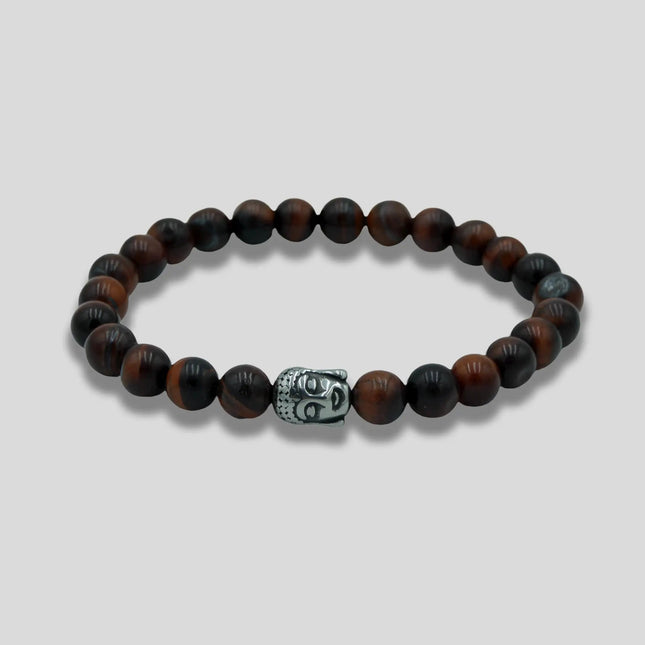 Handmade Tigers Eye Buddha Head Beaded Mens Bracelet