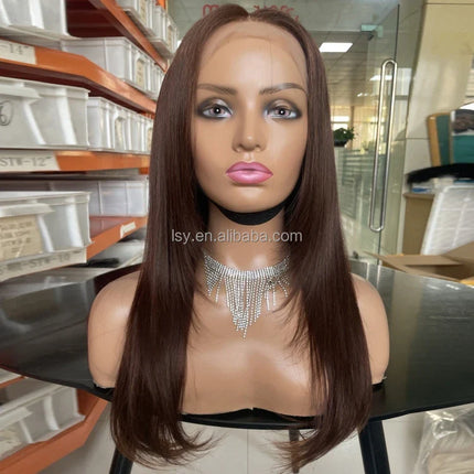 Ready to Ship Layer Cut Wigs Chocolate Brown Colored Straight 5x5 Glueless Human Hair Wig Wear & Go Layered Hair Cut Lace Wig