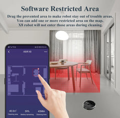 ABIR X8 Robot Vacuum Cleaner ,Laser System, Multiple Floors Maps, Zone Cleaning,Restricted Area Setting for Home Carpet Cleaning