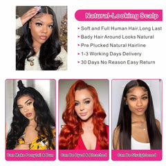 Body Wave Raw Brazilian Hair Wig 13x6 HD Lace Front Human Hair Wig 180% Density Transparent Lace Front Wig for Black Women