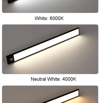 Wireless LED Night Light Motion Sensor 20 40 60 80cm USB Rechargeable Dimmable Wardrobe Lamp for Kitchen Cabinet Staircase Lamp