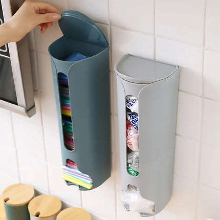 Kitchen Plastic Bag Holder Organizer Wall Hanging Garbage Bag Storage Box Bathroom Trash Bag Bucket Dispenser Kitchen Accessory