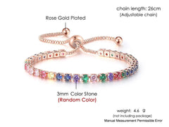 Adjustable Multicolor Tennis Bracelets for Women Ladies Wedding Rainbow Colorful Zircon Charm Bracelet Hand Chain Jewelry DZH043