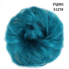 LUPU Synthetic Hair Bun Messy Scrunchies With Elastic Band Natural Fake Hair Tie Pieces Ponytail Colored Black Purple Pink Green