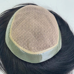 Wholesale  Swiss Lace Human Hair Toupee With Thin Skin PU Invisible Front Hairline Glossy Hair Wig for Men