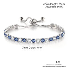 Adjustable Multicolor Tennis Bracelets for Women Ladies Wedding Rainbow Colorful Zircon Charm Bracelet Hand Chain Jewelry DZH043