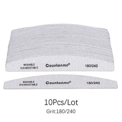 10pcs/Lot Professional Wooden Nail Files 180/240 Buffer 100/180 Grey Boat Wood Sandpaper Block Gel Polisher Sanding Nail Files