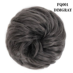 LUPU Synthetic Hair Bun Messy Scrunchies With Elastic Band Natural Fake Hair Tie Pieces Ponytail Colored Black Purple Pink Green