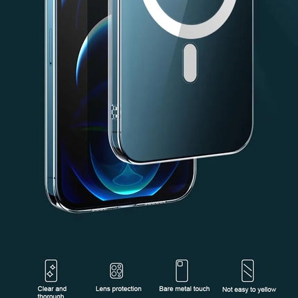 Hard Crystal Original Magnectic Case For iPhone 13 12 11 14 15 16Pro Max XSMAX XR SE 7 8Plus For Magsafe Wireless Charging Cover