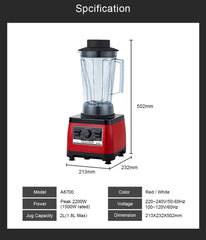 BioloMix【7 Years Warranty】BPA Free Heavy Duty Commercial Grade Blender Professional Mixer Juicer Ice Smoothies Peak 2200W