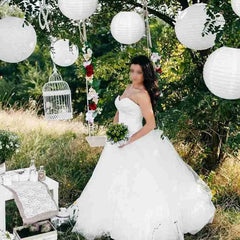 25cm 30cm Round Chinese Paper Lantern Wedding Birthday Party Decoration Holiday Supplies Paper Lamp Covers Shades Decor